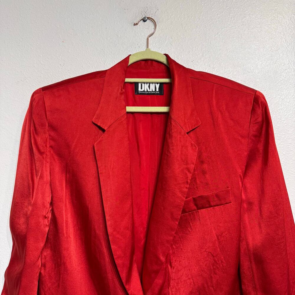 DKNY Red Silk Vintage Blazer Sz 10 - Picture 3 of 12
